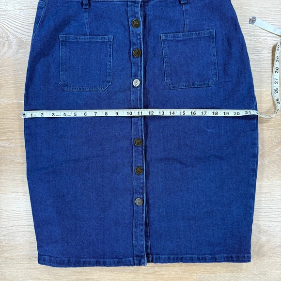 All About You Denim‎ Skirt Button Front Pockets Pencil Casual Chic Size 34 - Picture 4 of 7